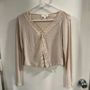 BeBop Women's Beige Lace Cardigan